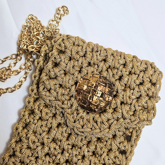 Pochette téléphone beige pailleté