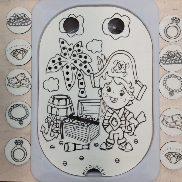 Insert sensoriel bois compatible trofast &quot;le trésor du pirate&quot;