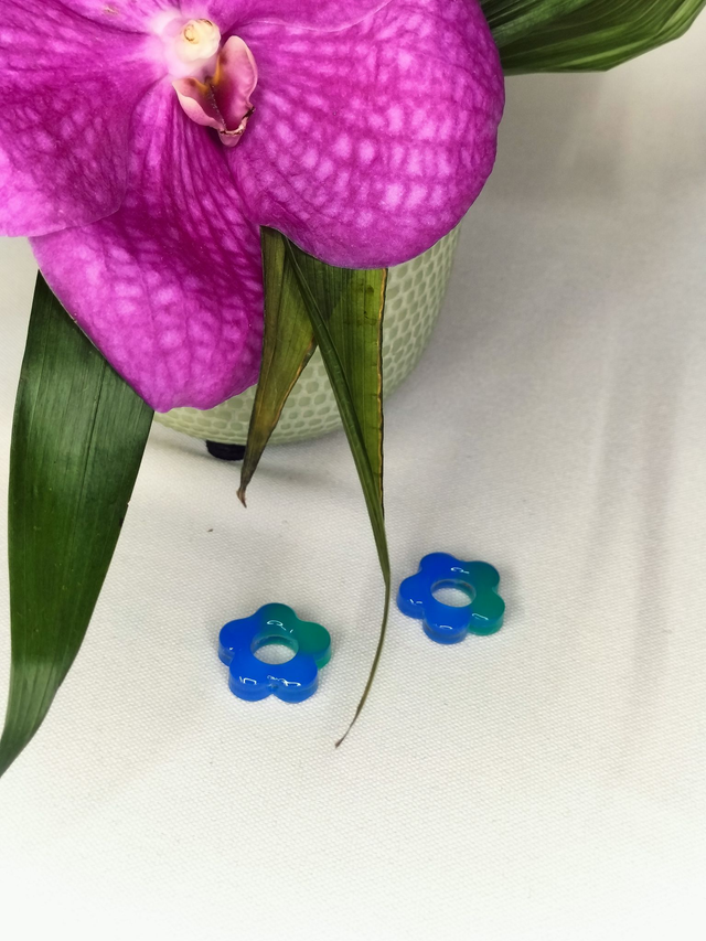 Créoles et pampilles fleurs &quot;lagon&quot;