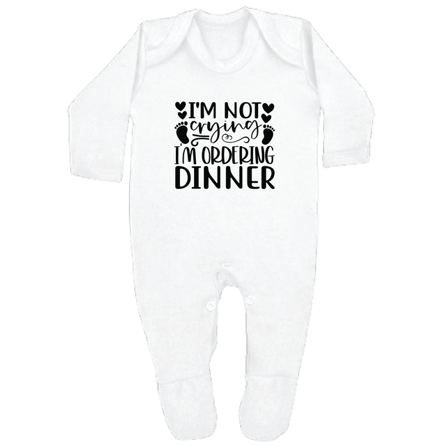 I'M NOT CRYING - 0–3 Month Baby Grow – White | Adroit Baby