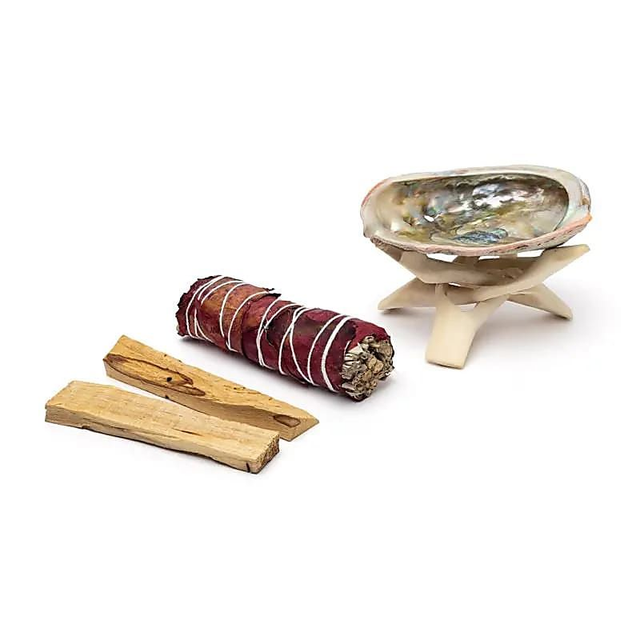 Coffret Smudge Complet Sauge Blanche, Palo Santo &amp; Abalone
