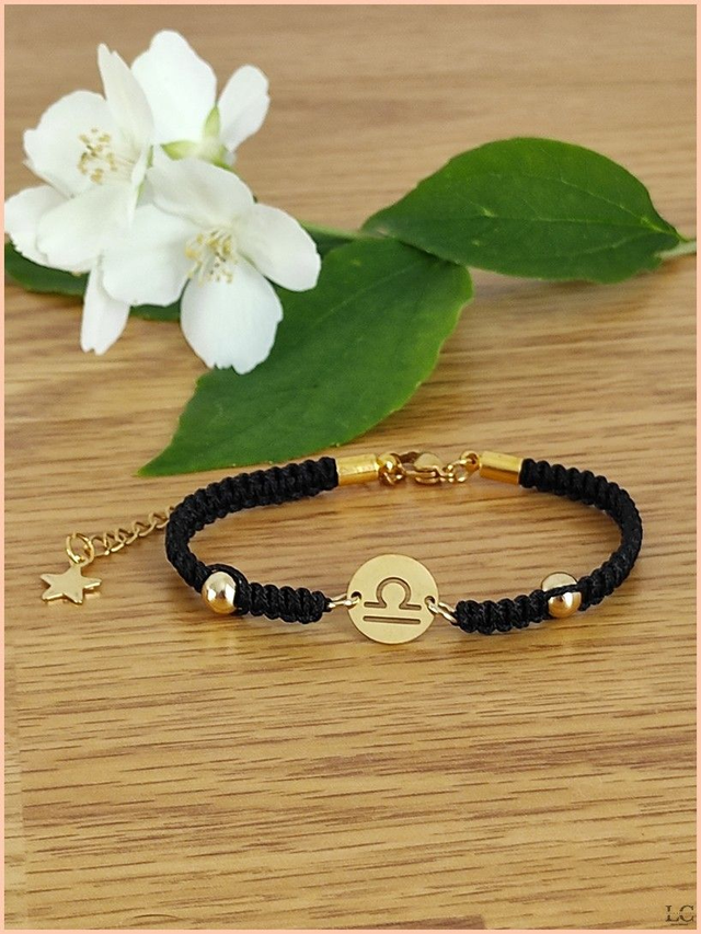 Bracelet macramé signe du zodiaque doré