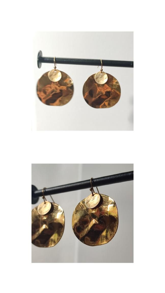 Cercles martelés dorés en acier inoxydable doré -sans nickel, pièce unique 