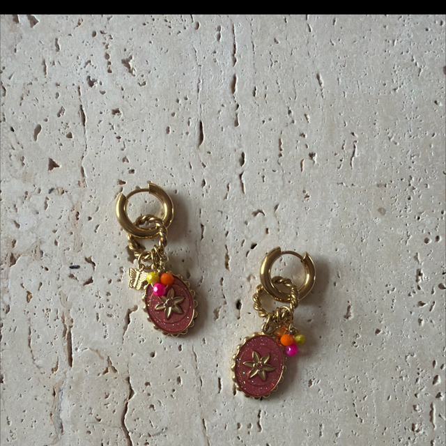 Oorbellen bloem roze