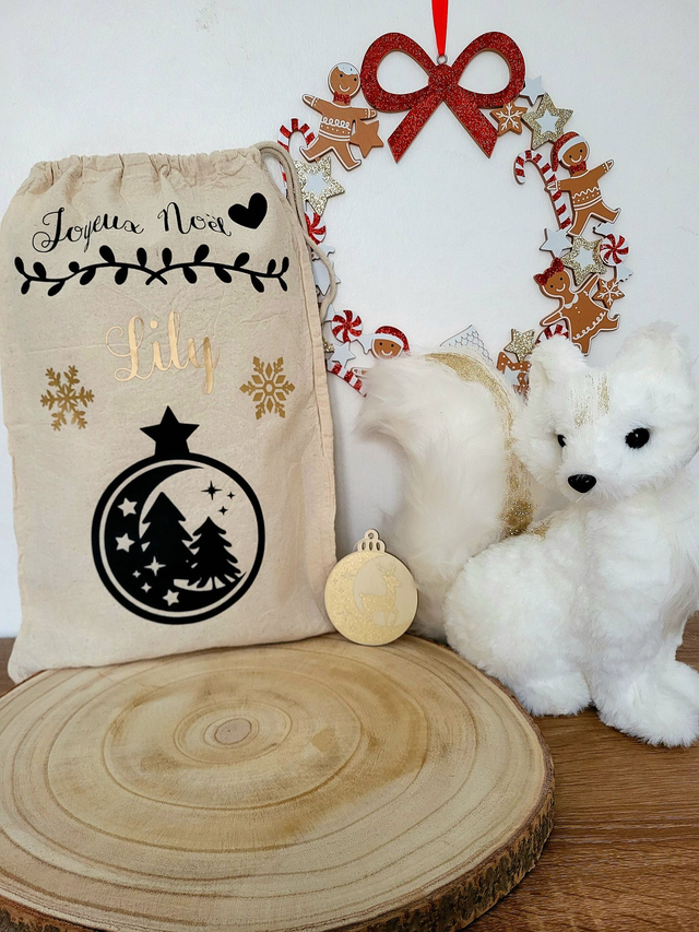 Noël - Hotte du Père Noël + boule à accrocher au sapin