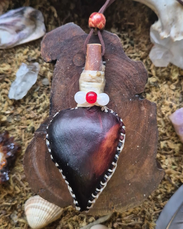 Dyed Reindeer Shamanic Necklace Rattle