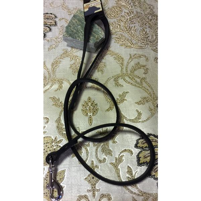 Beeztees looplijn leder zwart 12 mm x 100 cm