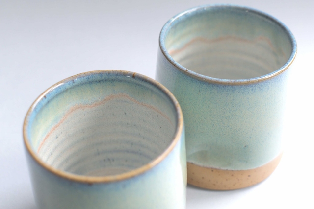 Thumbprint Tumbler - Speckled Ocean Blue