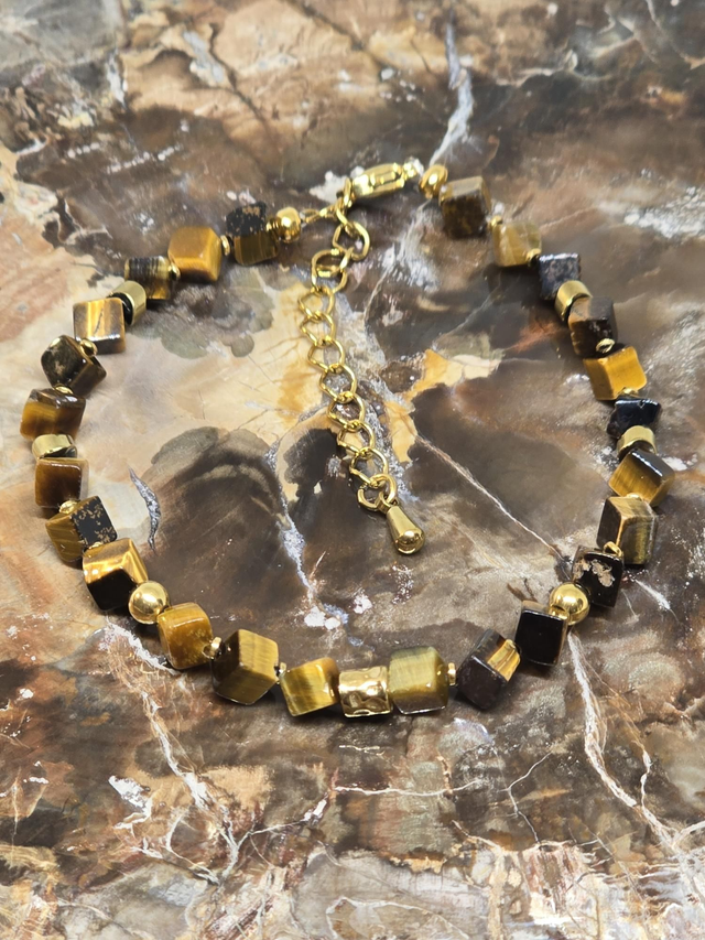 Bracelet Œil de tigre carré 0,4 x 0,4 xm