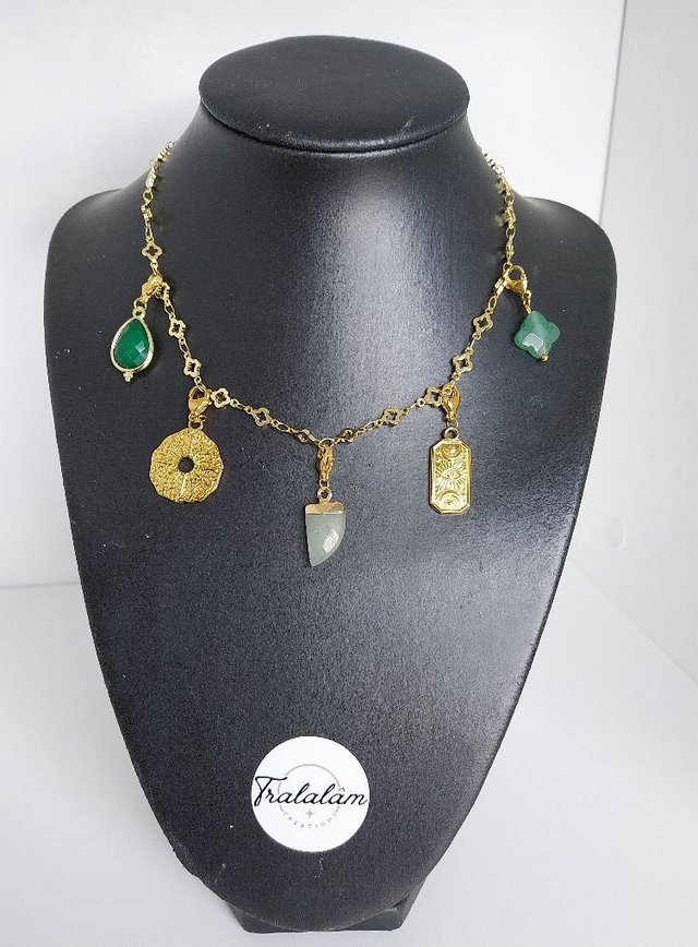 ✨Collier à breloques porte-bonheur &quot;aventurine&quot;✨