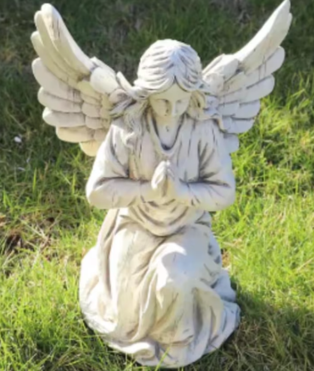 Prachtig tuinbeeldje Engel biddend wit (25cm) Nieuw. 