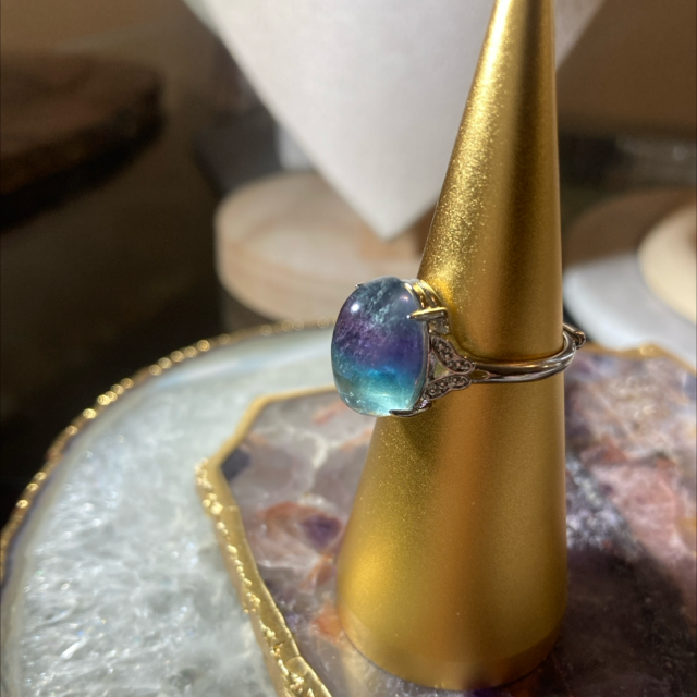 Fluorite Stainless Steel adjustable ring 