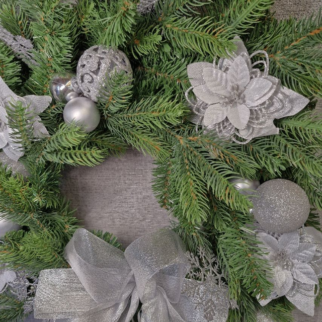 X-Large Artificial Christmas Wreath - Silver