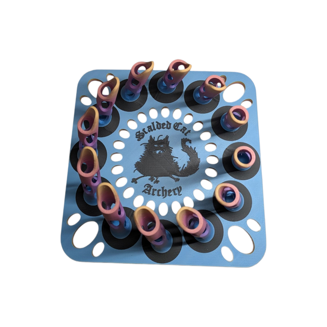 12 Arrow Fletching Stand/ Ground Quiver (Blue, Pink and Yellow)