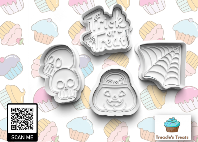 Halloween Trick or Treat theme Fondant/cookie stamps with cutters (1)