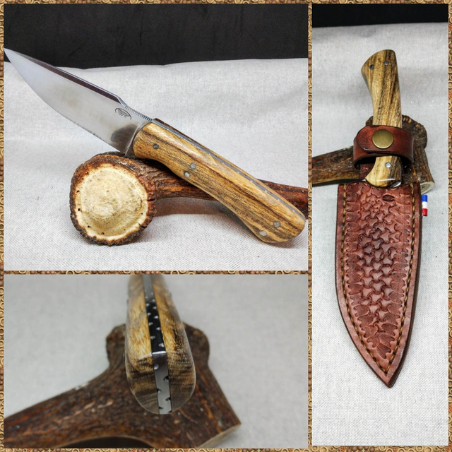Couteau de chasse en micocoulier et son étui