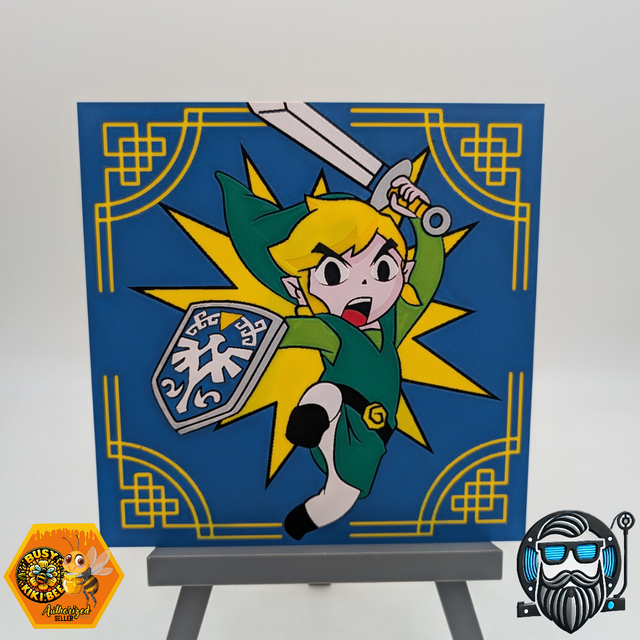 Tableau décoratif 3D Hueforge – Héros fantasy iconique – Impression 3D PLA 200 x 200 mm