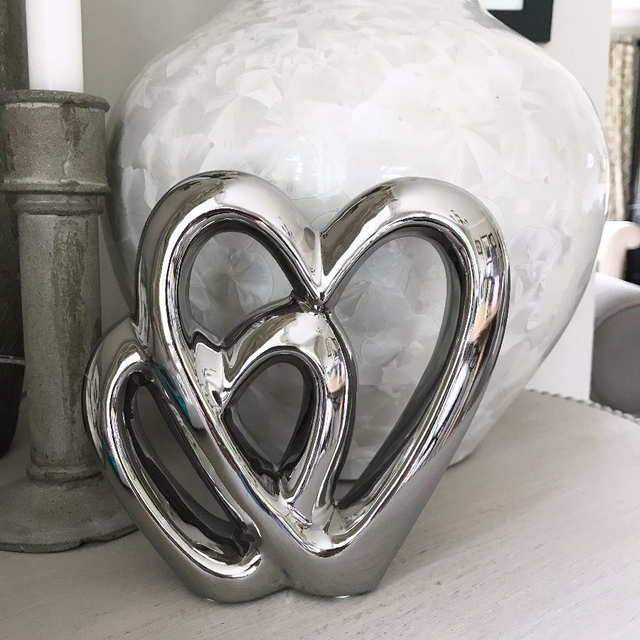 Silver Double Heart Ornament - 15cm