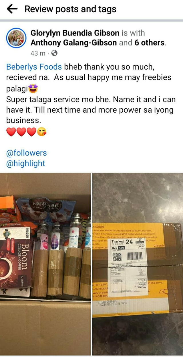 Ate Glorylyn G Review from February 2024- London Customer 