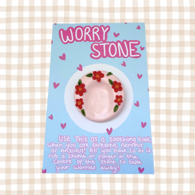 Pink Flower Worry Stone
