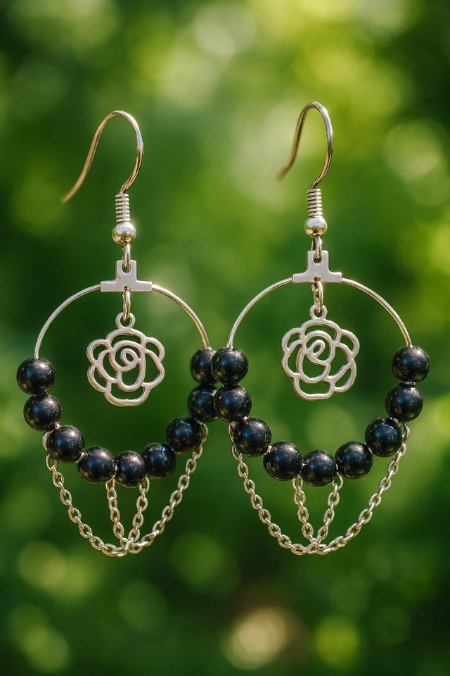 Créoles Obsidienne noir - Force &amp; Stabilité