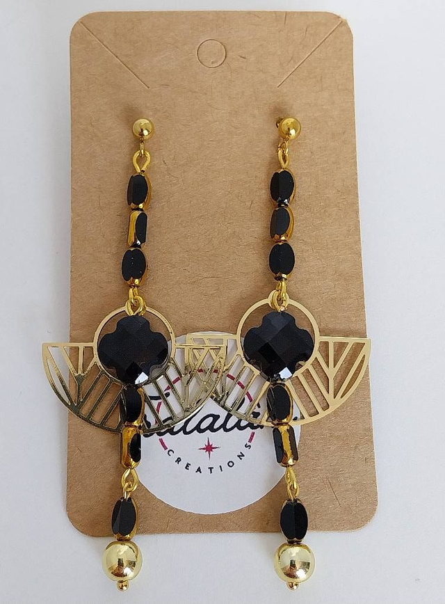 ✨Boucles d’oreilles &quot;art déco trèfles noirs&quot;✨
