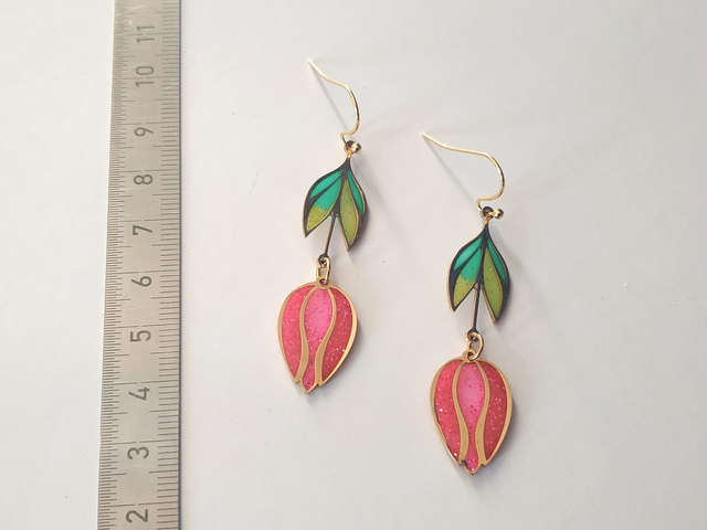 Boucles d'oreilles tulipe rouge