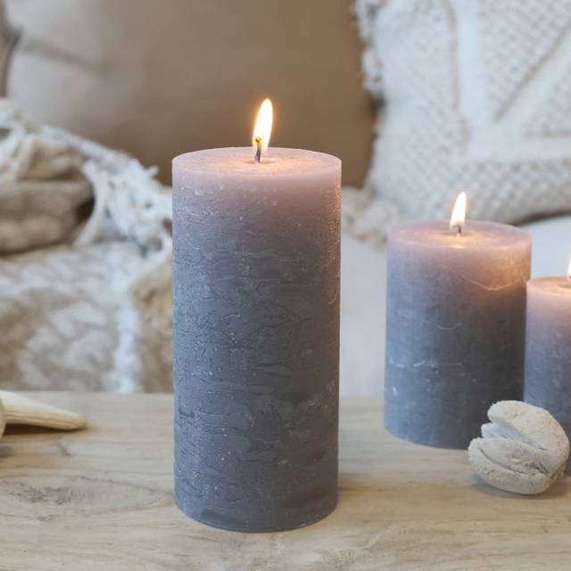 French Grey Pillar Candle