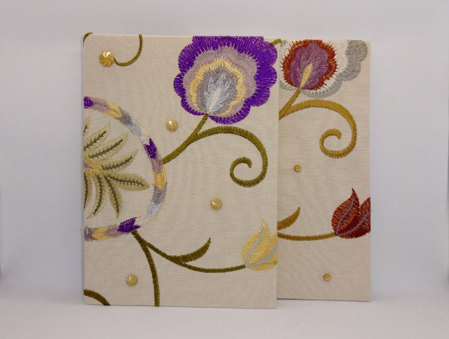 Journal Sketchbook A5 Embroidered Linen Covered Hardback