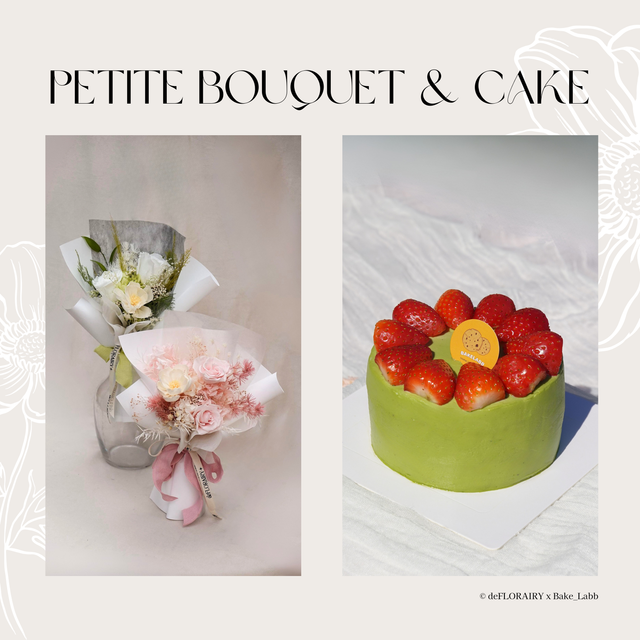 Custom Petite Bouquet & 6" Whole Cake | Direct Home Delivery | 4 Days in Advance
