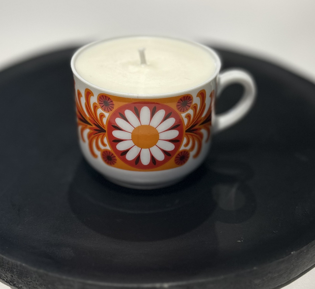 Bougie Tasse à café Bavaria fleur orange avec ou sans soin