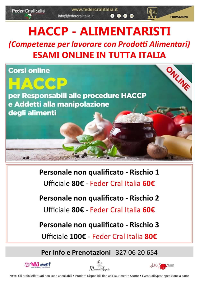 Corsi on line HACCP alimentaristi