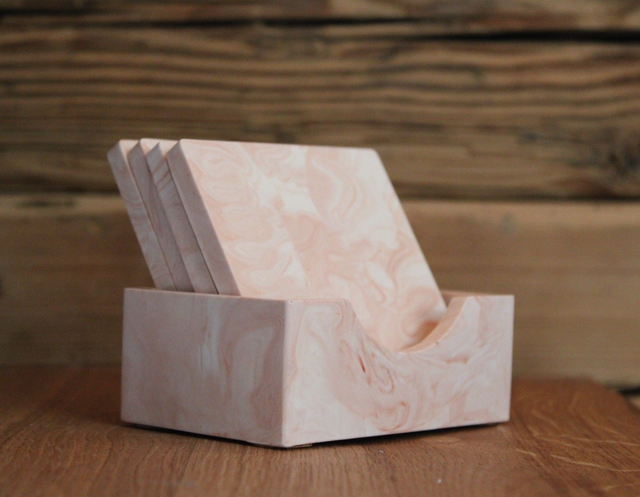 Dessous de verres rosée avec support (x4)