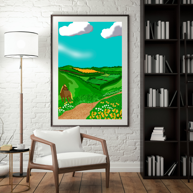 Bradfield, Sheffield Art Print - Colourful illustration of the British Countryside by UK illustrator Marie Gregg