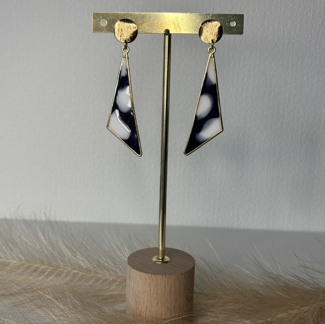 Boucles d’oreilles noire et blanche