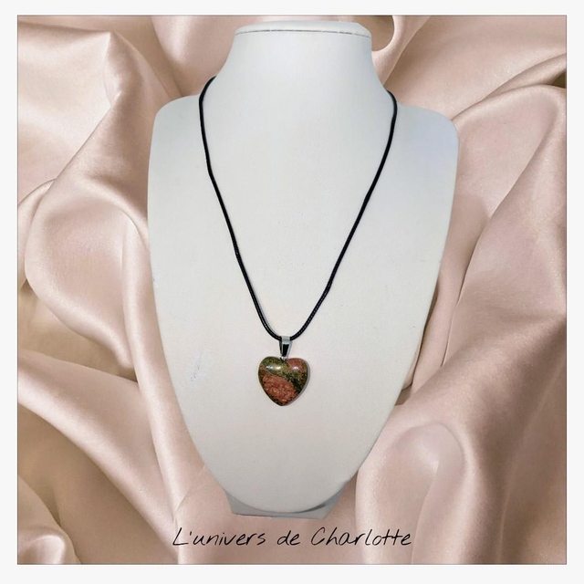 Pendentif "Unakite" coeur PN-322