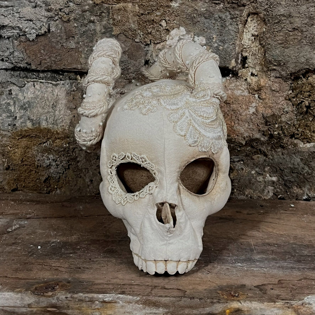 Curly Horned Human Skull