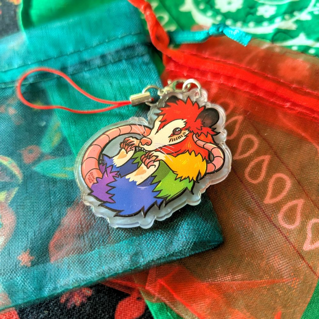 Porte-clé Opposum arc-en-ciel