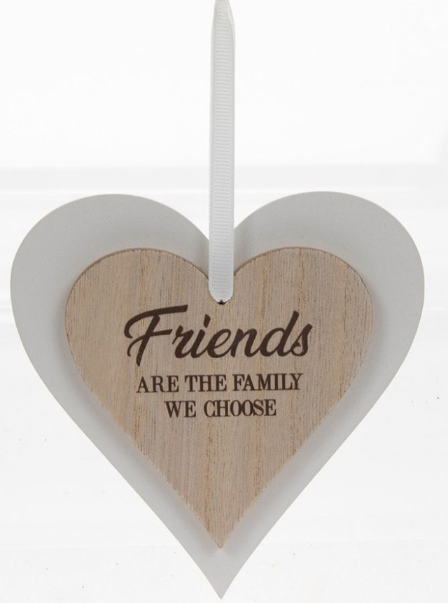 Friends Are The Family Double Heart Hanger Decoration