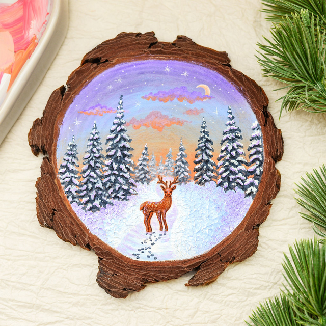 "A Winter Adventure" acrylic painting on wood