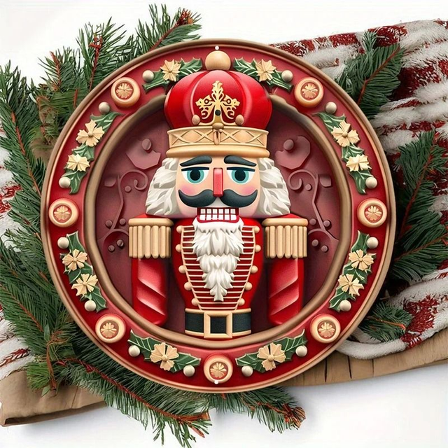 Metalen Wandbord Kerst Notenkraker (20x20cm)