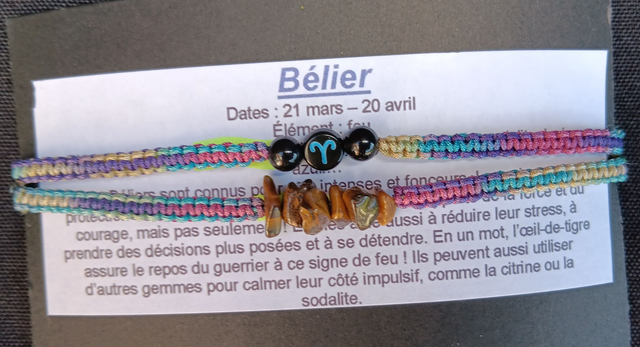 Bracelet Macramé & Pierres Naturelles – Signe Astrologique