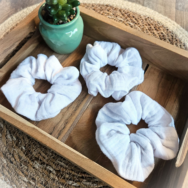 Chouchou en double gaze blanche