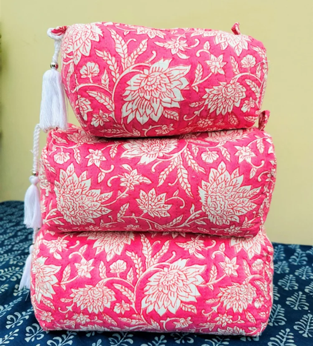 Pink Floral Toiletry Bag Large