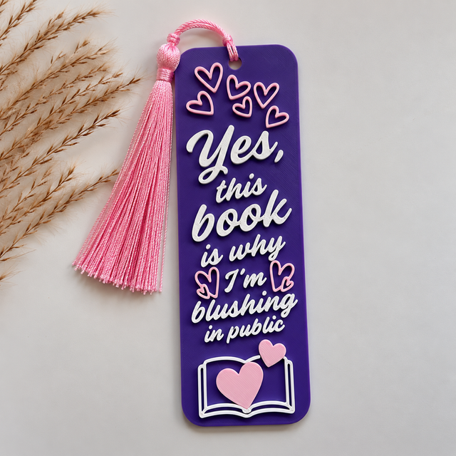 Blushing in Public 3D Printed Bookmark – Funny Book Lover Design