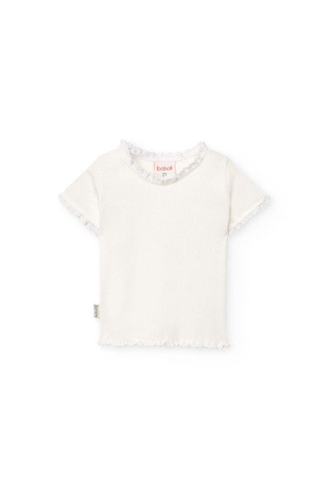 Boboli - t-shirt bianca a costine