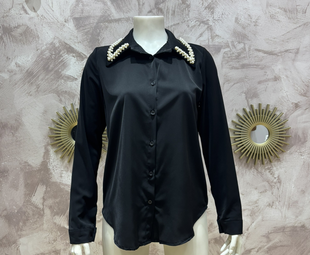 Camisa perlas cuello