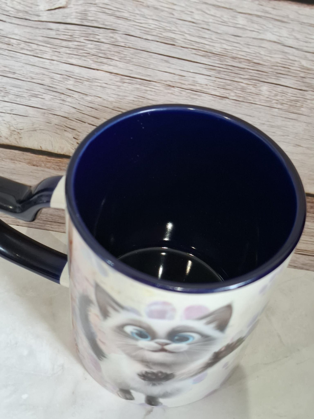 Mug coeur bleu royal siamois