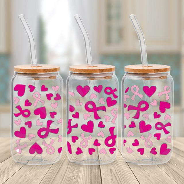 Canette en verre - Octobre rose