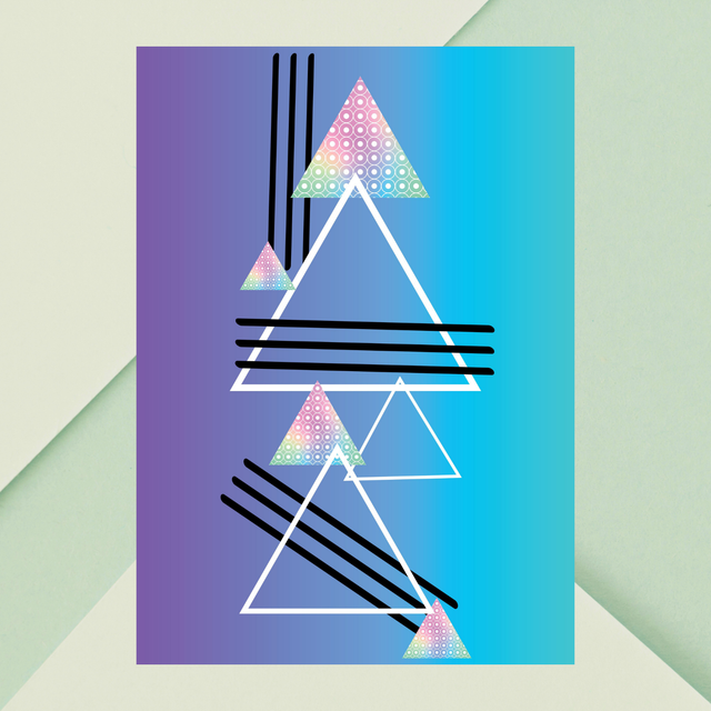 Triangles géométriques abstraits sur dégradé bleu / Geometric Abstract Triangles on Blue Gradient 